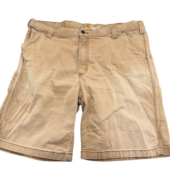 Carhartt Shorts Men 42W‎ x 9.5L Tan Brown Chino Relaxed Fit Work Chore Utility - Picture 1 of 11